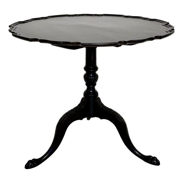 Vintage Carved Tripod Pedestal Side Table, 1940s For Sale