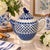 Handmade Bolesławiec Polish pottery teapot featuring a striking cobalt blue and creamy white palette with traditional...