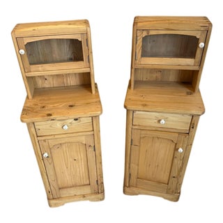 Rustic Bedside Tables in Wood, 1890s, Set of 2 For Sale