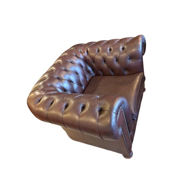 Vintage Chesterfield Armchairs in Brown Leather, Set of 2 For Sale - Image 10 of 11