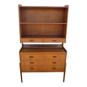 Teak and Oak Danish Modern Secretary Bookcase Scandinavian