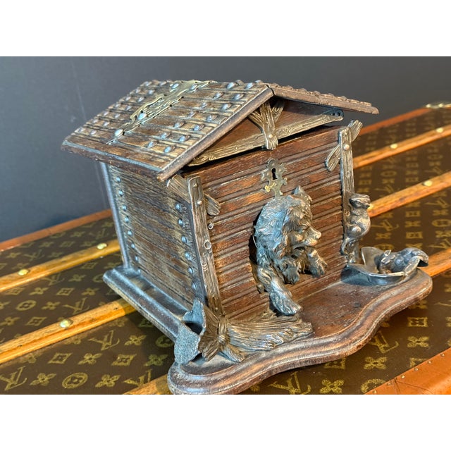 Antique Carved Wooden Cigar Humidor with Dog Decoration, 1890 For Sale - Image 10 of 18