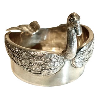 A Portuguese Mergulhao Hand Chased Silver Swan Ash Tray Salt Cellar Catch All For Sale