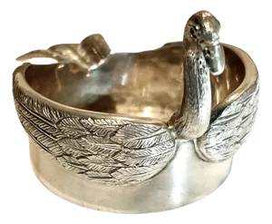A Portuguese Mergulhao Hand Chased Silver Swan Ash Tray Salt Cellar Catch All