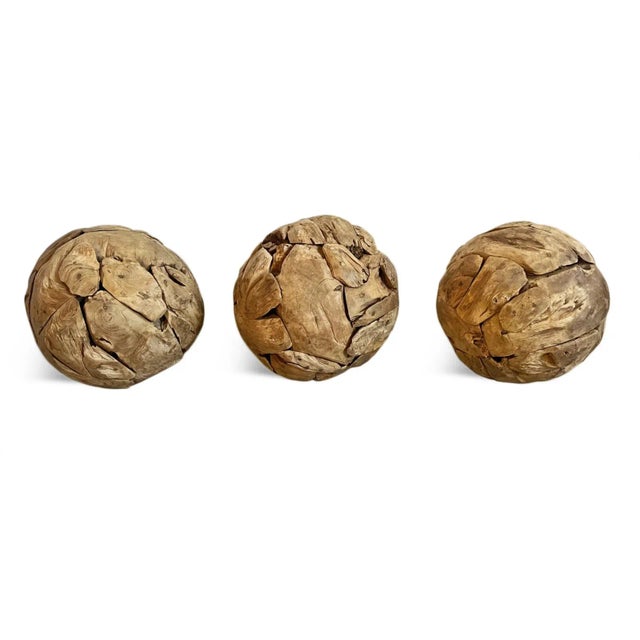 Vintage Salvaged Teak Root Coastal Rustic Decorative Ball For Sale - Image 4 of 6