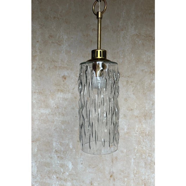 French 1960s Glass and Brass Pendant For Sale - Image 10 of 12