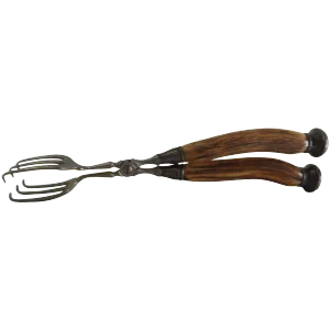 Vintage German Sterling Silver Tongs With Horn Handles