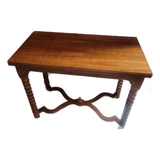 Mid-20th Century Jacobean Style Flip-Top Console Table With Barley Twist Legs For Sale