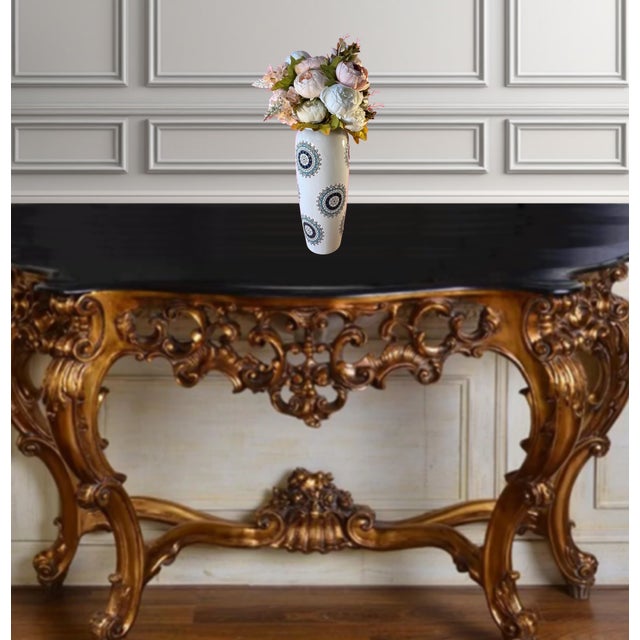 Tall White Glaze Circular Motif Porcelain Vase For Sale - Image 12 of 15