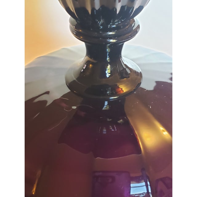 Vintage Murano Glass Amethyst Tazza Compote Bowl Attr Salviati For Sale - Image 6 of 18