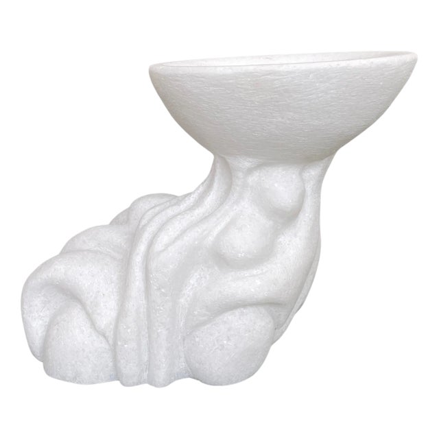 Round Hand Carved Marble Vessel by Tom Von Kaenel For Sale