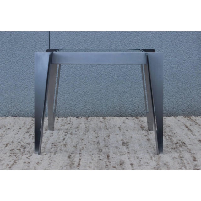 Mid-Century Modern 1970s Brushed Steel Interlocking Side Table For Sale - Image 3 of 10