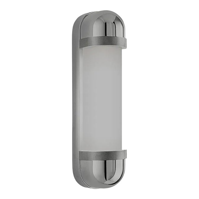 Polished Chrome With Matt Opal Glass Bathroom Wall Light For Sale
