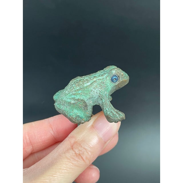 Verdigris Vintage Patina Brass Frog Cabinet Knobs Drawer Pulls - Set of 4 For Sale - Image 8 of 15