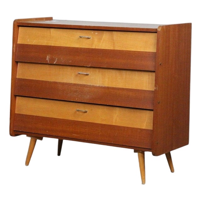 1950s Beech + Teak Swedish Shoe Cabinet For Sale