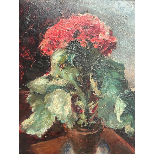 Elna Jacobsson, Cineraria in a Pot, 1960s, Oil Painting on Panel, Framed For Sale - Image 15 of 18