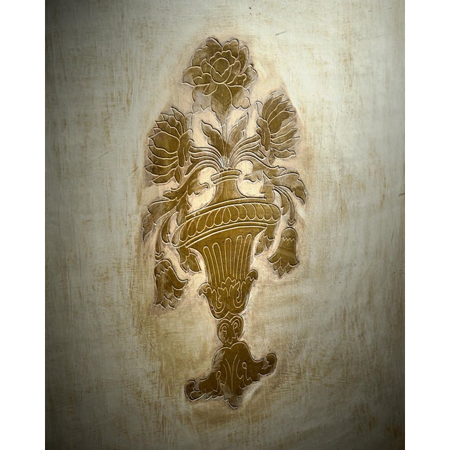 Wood French Antique Panel Screen, Gold Leaf For Sale - Image 7 of 9