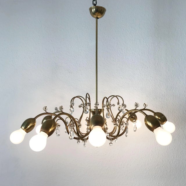 Metal Large 8-Armed Chandelier from Lobmeyr, 1950s For Sale - Image 7 of 13