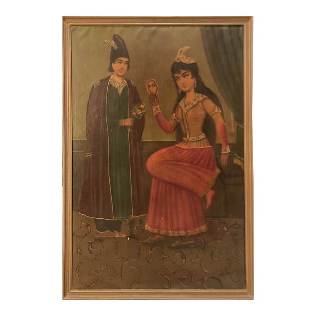 1920s Qajar Period Oil on Canvas For Sale
