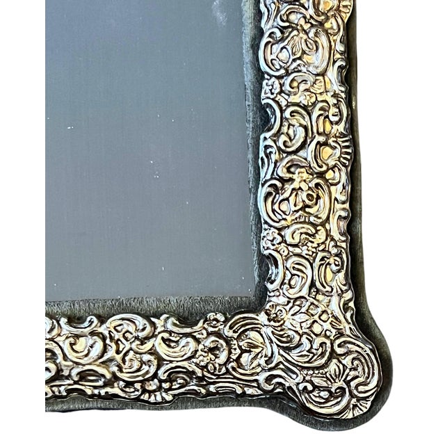 1980s Rococo Revival Silverplated Picture Frame With Floral Scrollwork and Crest Cartouche 10.75" × 8.5" for 5" × 7" Image For Sale In Jacksonville, FL - Image 6 of 13