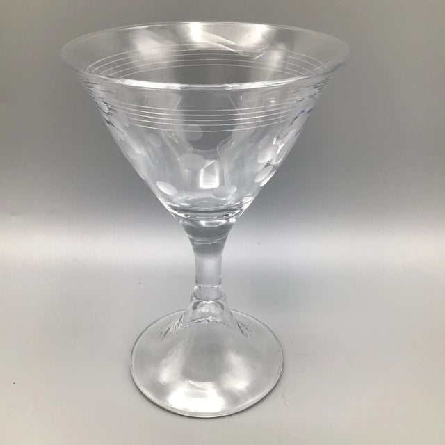 Vintage Thomas O’Brien Mid-Century Modern Blown Glass Martini Glasses - Set of 5 For Sale In Sacramento - Image 6 of 13