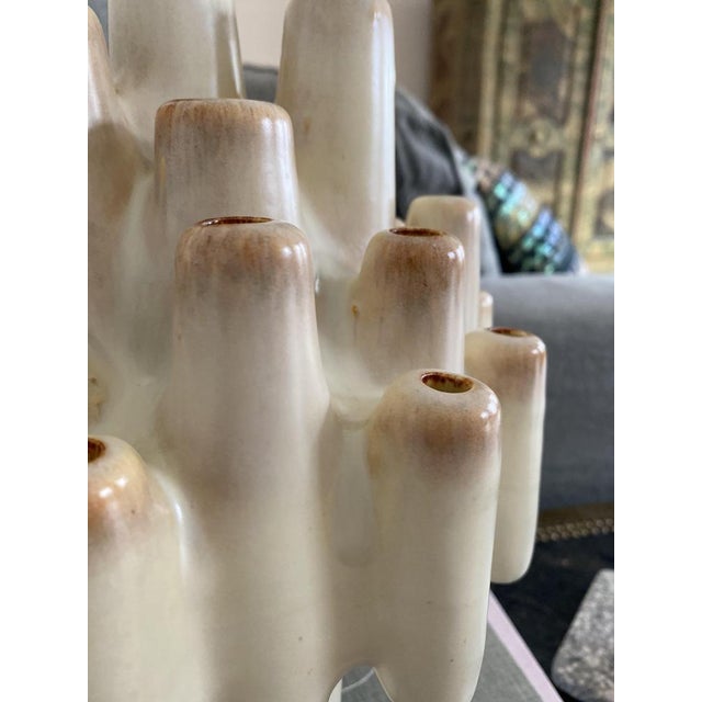 Mid-Century Modern Coral-Shaped Italian Sculptural Beige Ceramic Vase attributed to Bertoncello, 1960s For Sale - Image 3 of 18