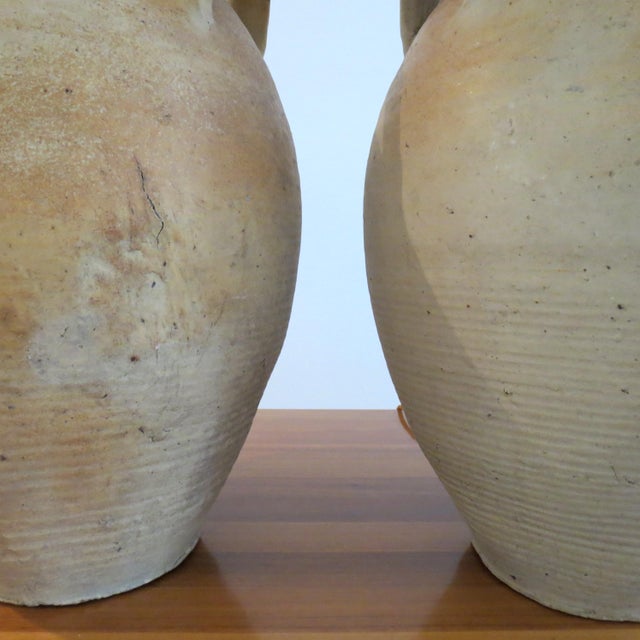 Large Pottery Olive Oil Jar Table Lamps, Set of 2 For Sale - Image 9 of 16