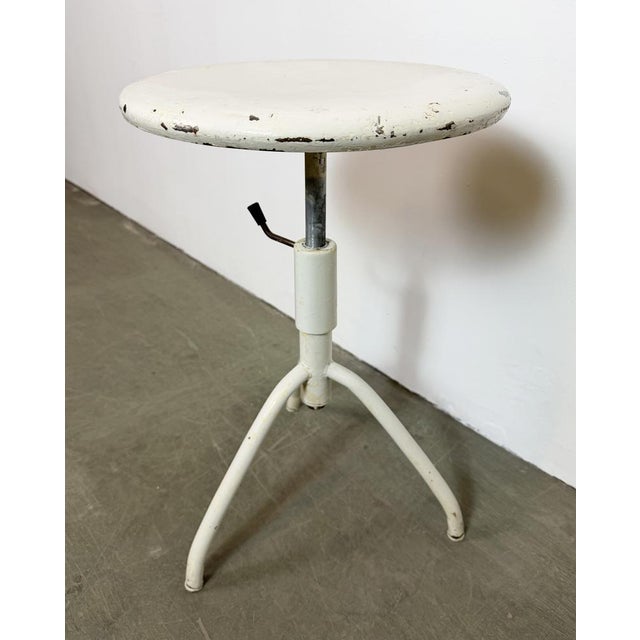 Wood Industrial Iron Height Adjustable Stool, 1960s For Sale - Image 7 of 16