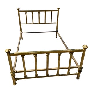 Antique Patinated Brass Full Size Bedframe For Sale