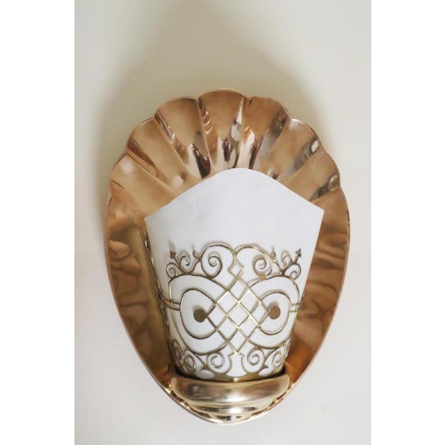 1920s Art Deco Bronze and Parchment Shell Wall Sconces, France, 1920s, Set of 2 For Sale - Image 5 of 18