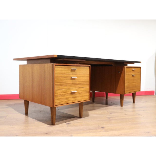 Mid 20th Century Mid Century Modern Vintage Teak Office Desk by Lucas Danish Style For Sale - Image 5 of 15