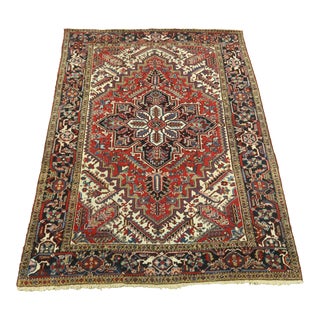 Vintage Wool Approx. 6x9 Heriz Pattern Rug For Sale
