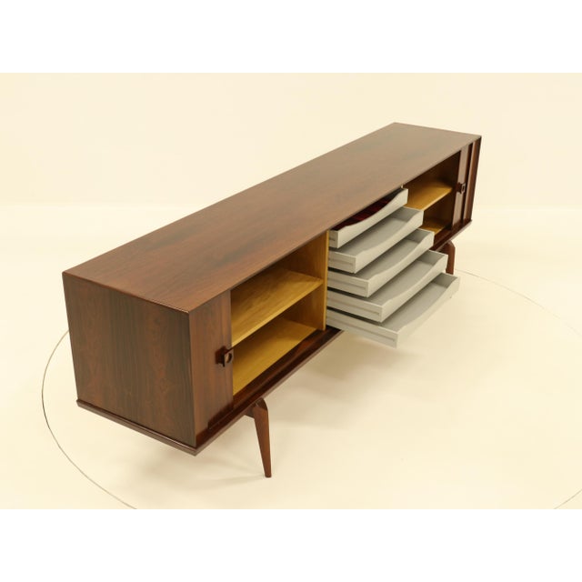 1960s Large Rosewood Sideboard with Tambour Doors by Oswald Vermaercke for V-Form, Belgium, 1960s For Sale - Image 5 of 18