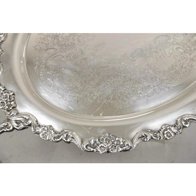 Silver Vintage Poole 400 Lancaster Rose Silver Plated Serving Platter Bar Tray (B) For Sale - Image 8 of 11