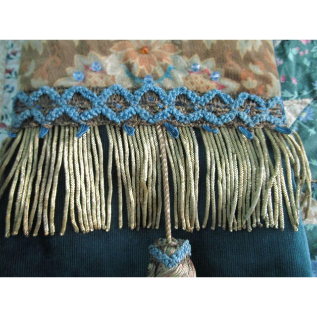 French Vintage Sandra Dunn Heirloom Christmas Stocking French Silk Velvet Crystals Beads Neiman Marcus For Sale - Image 3 of 11
