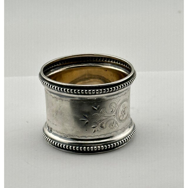 Mid 19th Century Large Antique American Victorian Style 800 Grade Coin Silver Napkin Ring Dated 1891 for "Paul" For Sale - Image 4 of 13