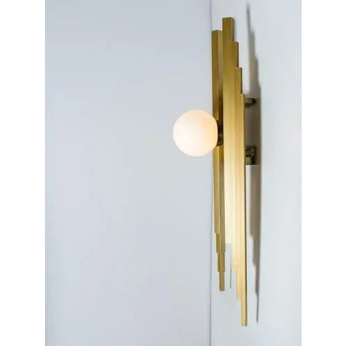 Large Pipe Organ Clear & Gold Brass Wall Light, 1970s For Sale - Image 3 of 5