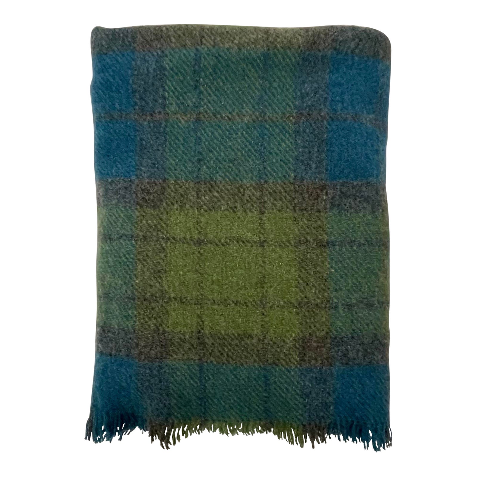 Vintage Dartington Hall Pure Wool Blanket Rug Throw. Blue and Green