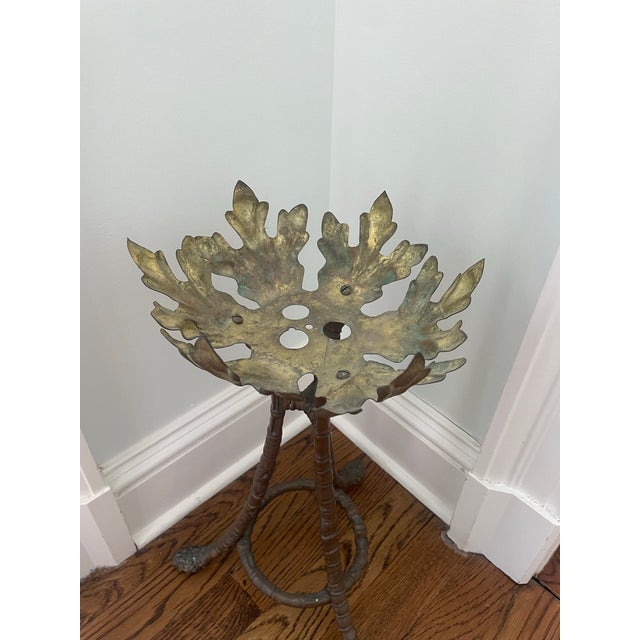 Antique Brass Bamboo Stylized Stand For Sale - Image 4 of 6