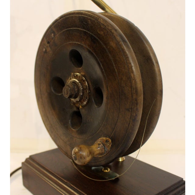 Late 19th Century Late 19th Century English Fishing Reel Now Mounted as a Lamp For Sale - Image 5 of 5