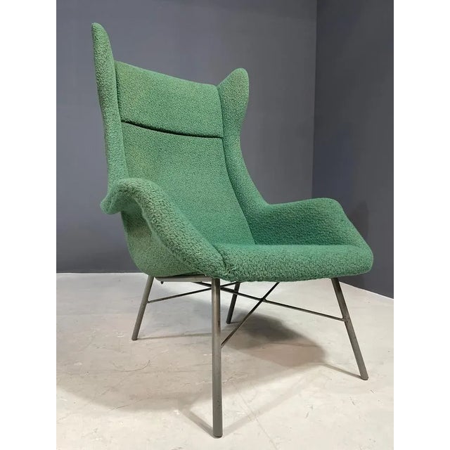 Green Shell Armchair, Czechoslovakia, 1960s For Sale - Image 8 of 12