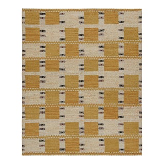 Rug & Kilim’s Scandinavian Style Rug With Gold Geometric Patterns For Sale