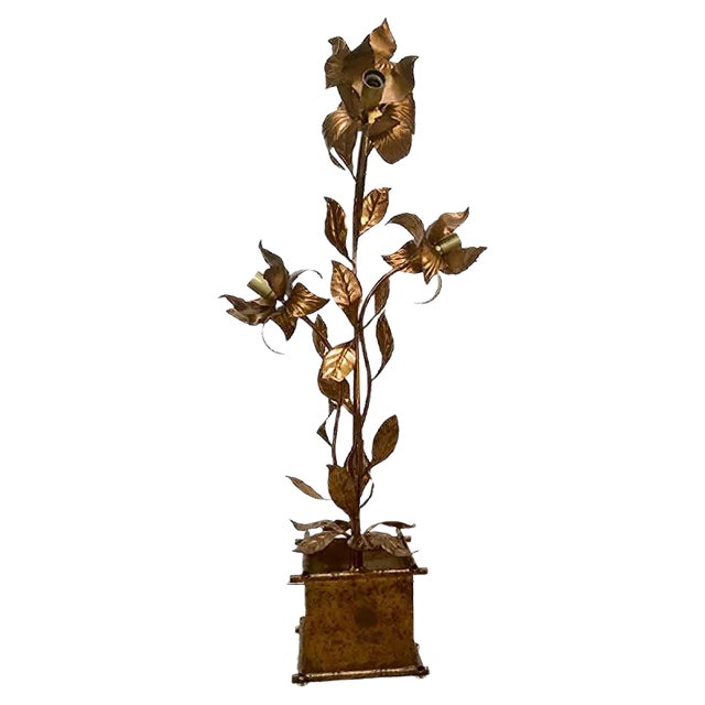 Gilded Metal Florentine Table or Floor Lamp by Hans Kögl, 1960s For Sale