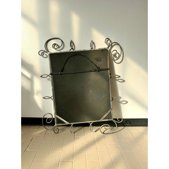 Vintage Postmodern Wrought Iron Beveled Swirl Mirror For Sale - Image 11 of 12