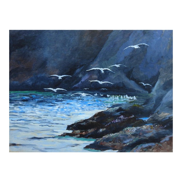 Mid 20th Century Rocky Coastal Seascape Painting For Sale