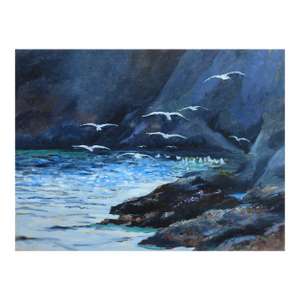 Mid 20th Century Rocky Coastal Seascape Painting