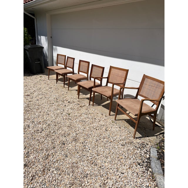 1950s Mid Century Modern Dux Swedish Dining Set – Drop Leaf Table + 6 Cane Back Chairs For Sale - Image 5 of 16