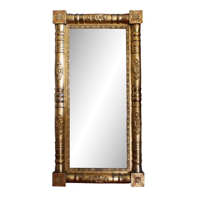 Small Antique American Sheraton Giltwood Mirror For Sale