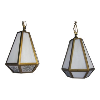 Mid Century Pendant Lights - Pair For Sale