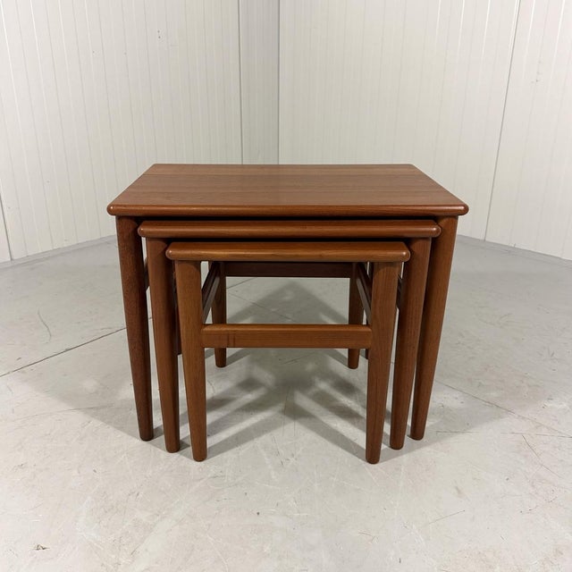 Brown Teak Nesting Tables, Denmark, 1960s, Set of 3 For Sale - Image 8 of 13